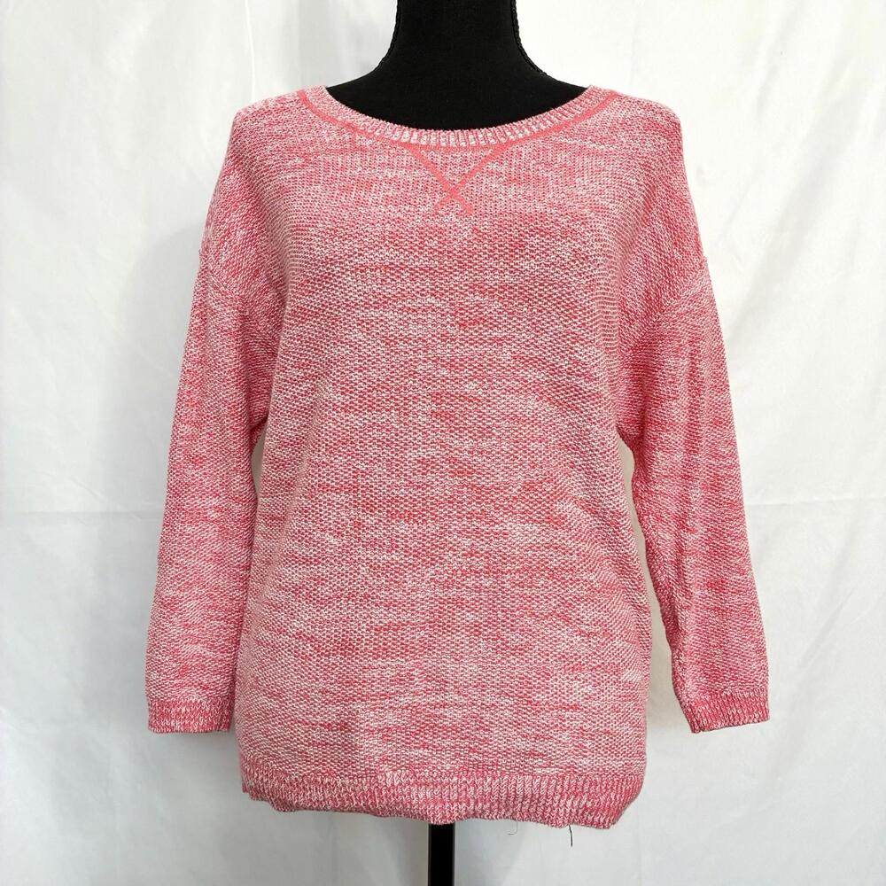 J.Crew Marled Pink Knit Pullover Sweater Womens Medium Cotton Crew Neck